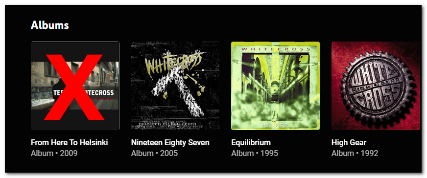 CCMology's tweet photo. Hey @youtubemusic 

The "From Here to Helsinki" album is not by the Christian metal band @WhitecrossMedia.
https://t.co/oTVVsIhobr

Are you able to remove it from their artist channel?

Also, their new "Fear No Evil" album isn't listed yet. Thx. https://t.co/n2lxyPLe5V