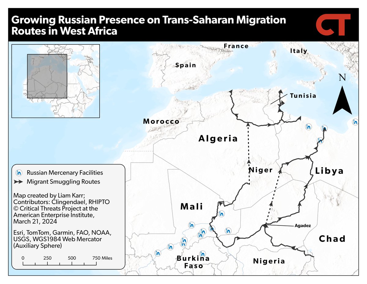 Russia will have more leverage to threaten Europe by increasing irregular migration if Russian mercenaries take over the US role in Niger, as they likely will if the US defense cooperation agreement ends and the US withdraws its forces. 1/7