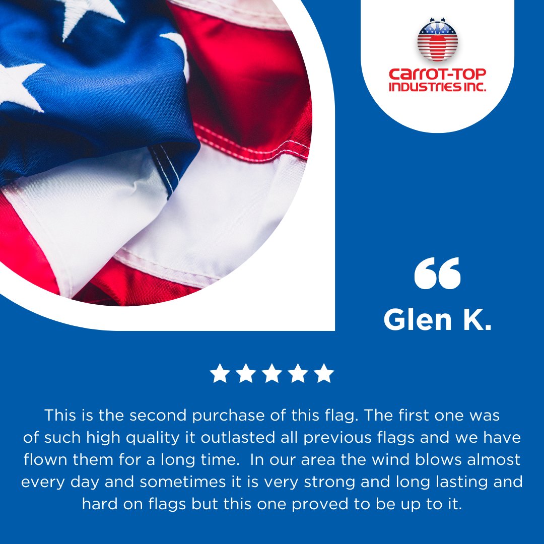 Glen, thank you for your loyalty and for flying our flag high and proud! 

#AmericanFlags #LocalBusinessLove #BusinessWins