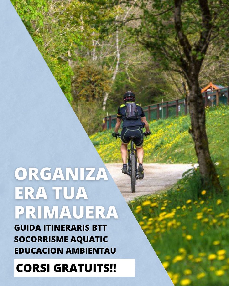 _ETEVA's tweet photo. Organiza era primauera damb es nosti corsi GRATUITS ‼️

🏊‍♂️ Socorrisme 
♻️ Educacion Ambientau
🚵🏻 Guida itineraris BTT

Mès ℹ️ escriu-mos 👉🏻 informacion@eteva.org https://t.co/wLNIetkE7p
