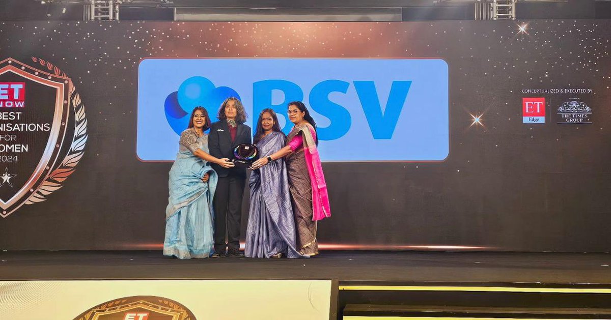 BSV recognised as one of the Best Organisation for Women 2024 by ET Now. #bsvwithu