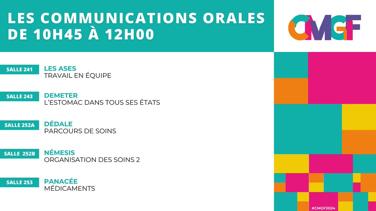 Maintenant 🔴 Nous avons plusieurs sessions de communications orales à vous proposer en ce samedi matin ! #CMGF2024 ➡️ congresmg.fr/programme
