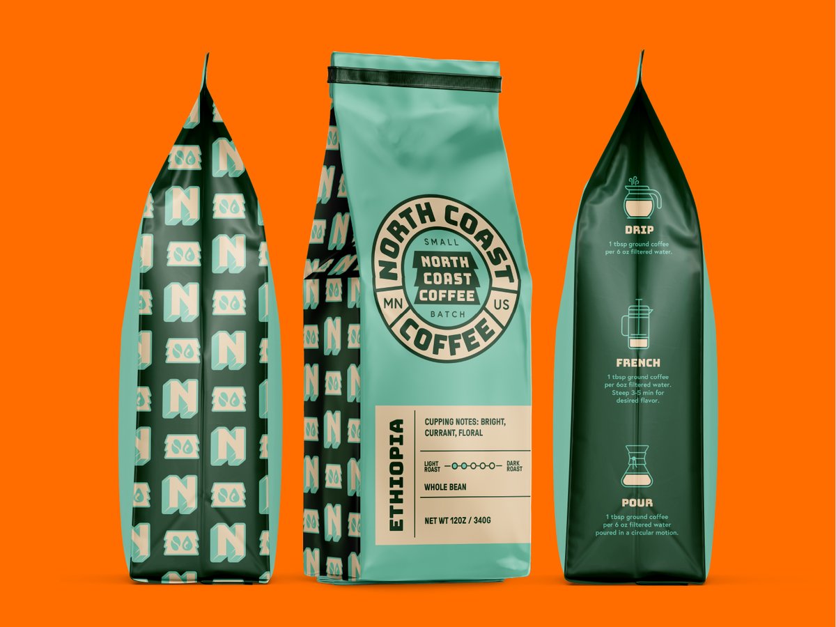 Ckirsebom's tweet photo. @kyleanthony ☕️ Branding and Packaging for North Coast Coffee https://t.co/h9AS4bNaSg