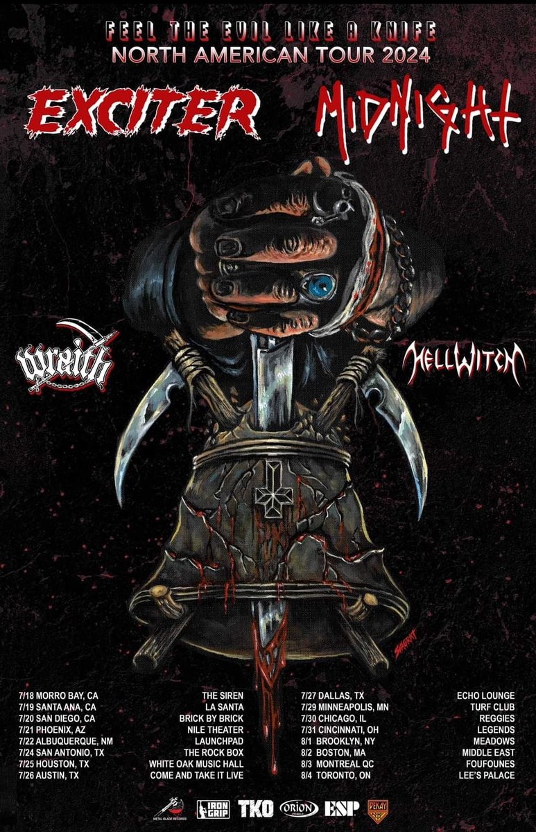 Blackened speed thrash maniacs <a href="/wraiththrash/">WRAITH</a> will be supporting <a href="/ExciterBand/">EXCITER</a> and Midnight this summer ⛓️🔥 #USTour #metaltwitter #redefiningdarkness