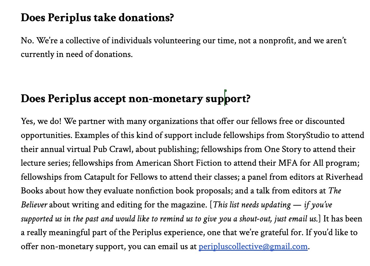 This list gets longer every day. (I — @vauhinivara — just got off an exciting call about another opportunity for our Fellows.) If your organization is interested in supporting our community, email us!