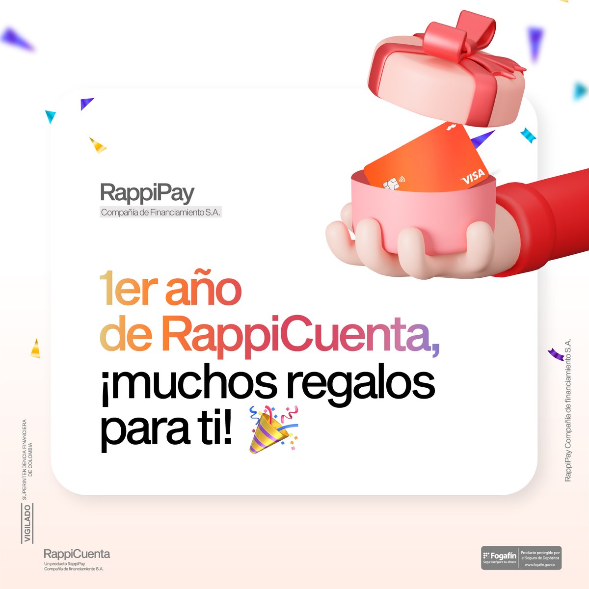 ¡Ya casi llega el primer año de RappiCuenta! ¿Cuánto más vas a esperar para unirte a la celebración de los que ahorran y rentan inteligentemente?