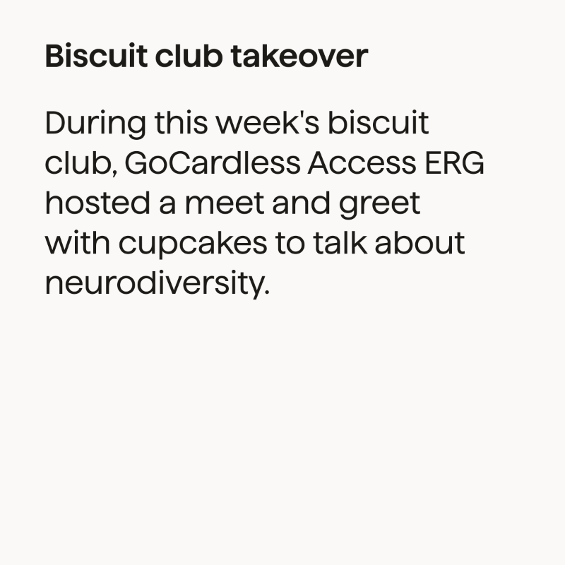 GoCardless's tweet photo. This week, our Employee Resource Group (ERG) GC Access, organised a series of events for Neurodiversity Celebration Week.

Find out more on our activities below or visit our page on ERGs: https://t.co/bs42JdnMRr