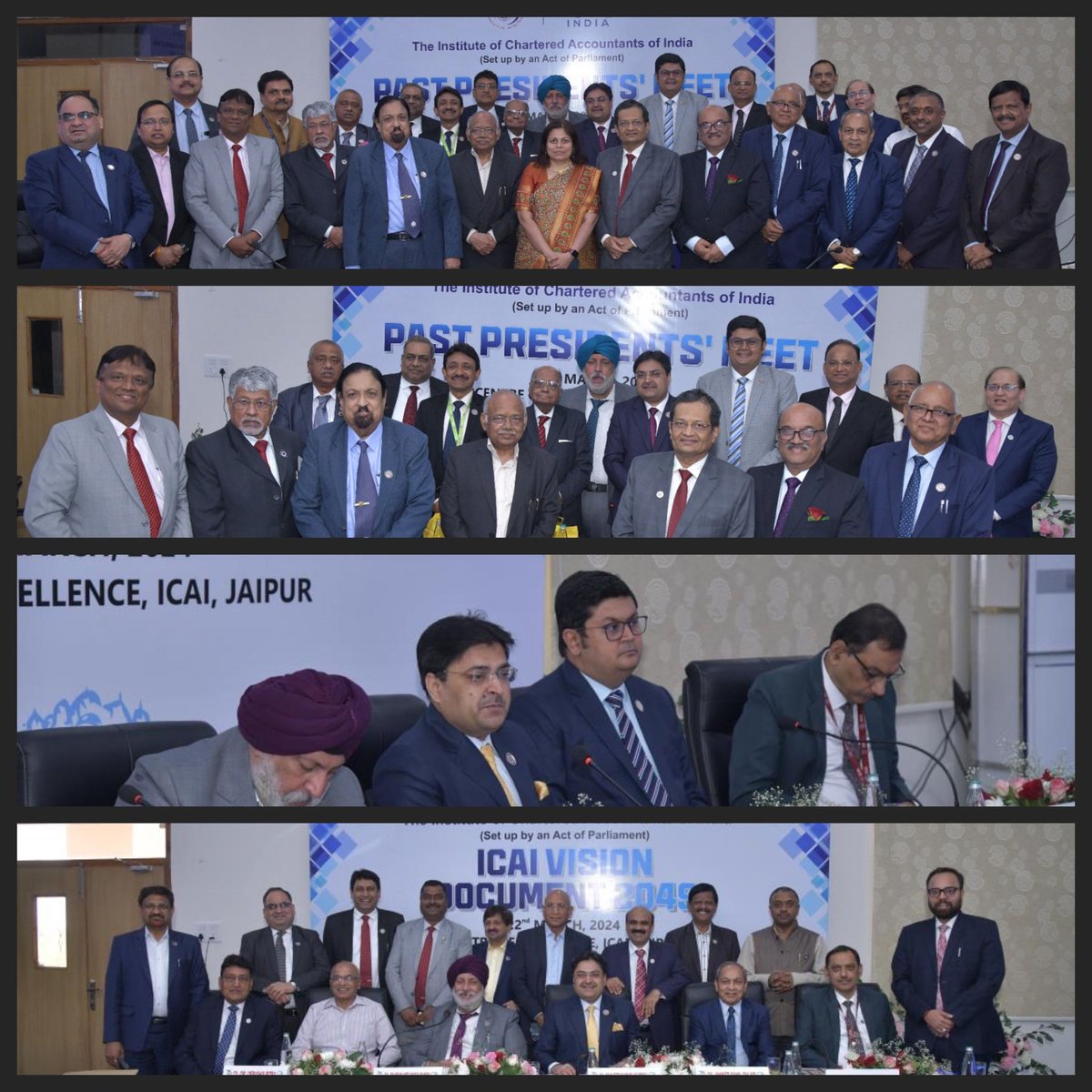 CA. Ranjeet K. Agarwal, President & CA. Charanjot S. Nanda, Vice President with Past Presidents, Govt Nominees, Central Council Members & Secretary at Meeting of ICAI Vision Document 2049 held at Centre of Excellence, Jaipur on 21st and 22nd March 2024 #ICAIat75 #DRISHTI
