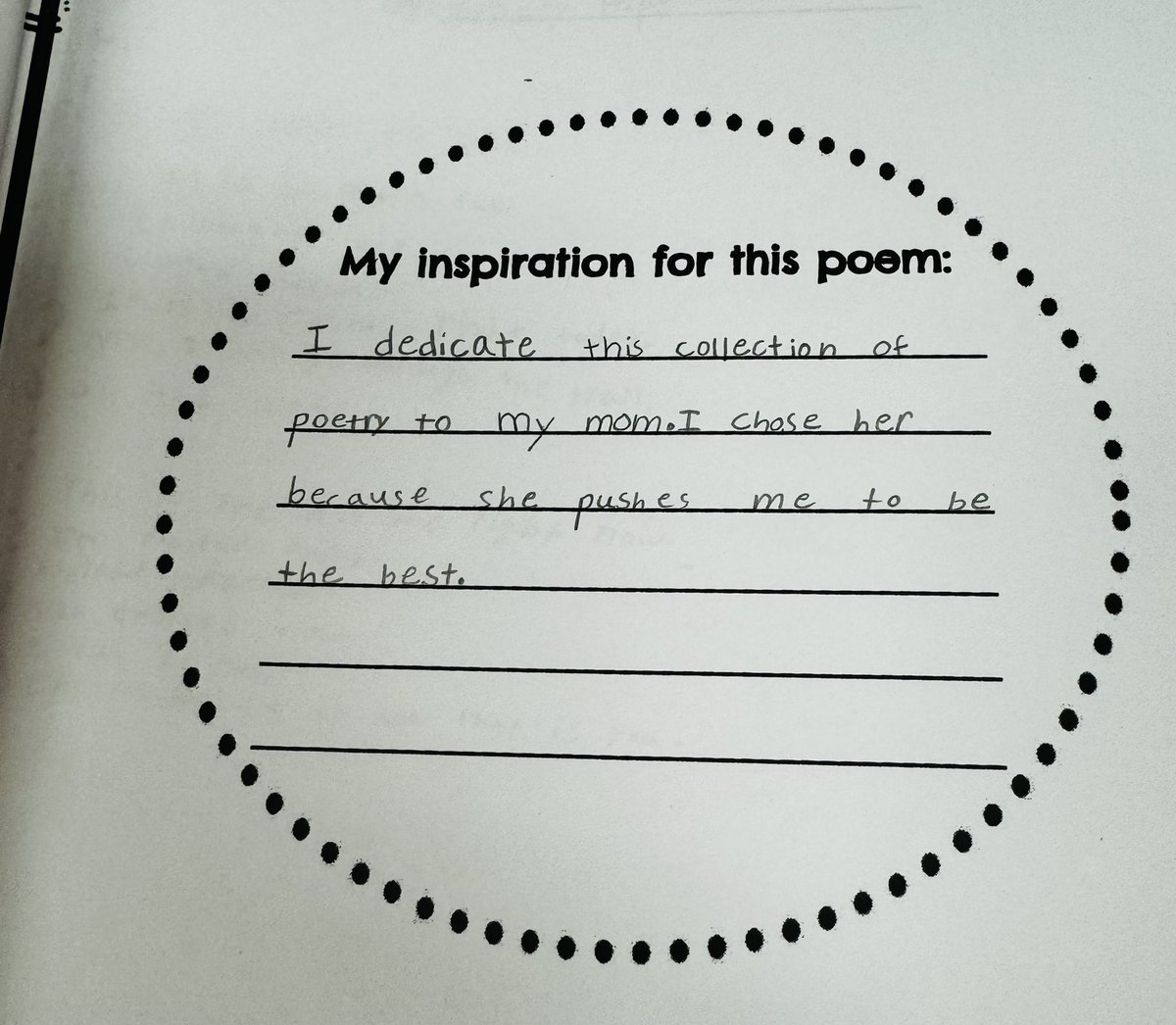 Many days,I’m not sure I get my role of parent/Mom “right”,but when I go to the class poetry party &see this sweet message my girl wrote,I am assured I am at least doing SOMETHING right!**That’s correct,sweet girl,we strive to be the🌟best🌟&take nothing less! I love you Emery!💗