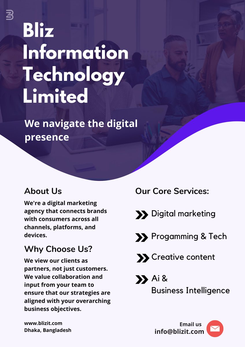 Bliz Information Technology Limited. Navigate digital presence.

#blizit #smm #digitalmarketingagency #BusinessGrowth