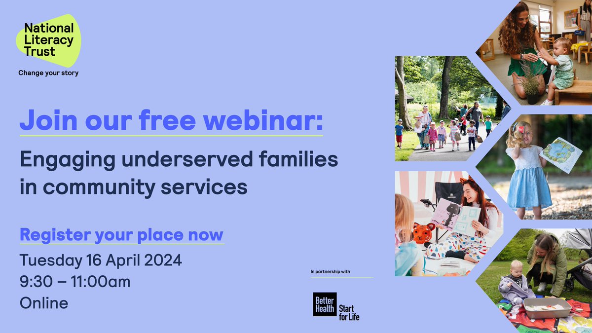 🗣️Calling staff from local authorities, Family Hubs and community organisations – we’re sharing learnings from a host of successful community centred activities during an interactive webinar. Register: literacytrust.org.uk/events/engagin…