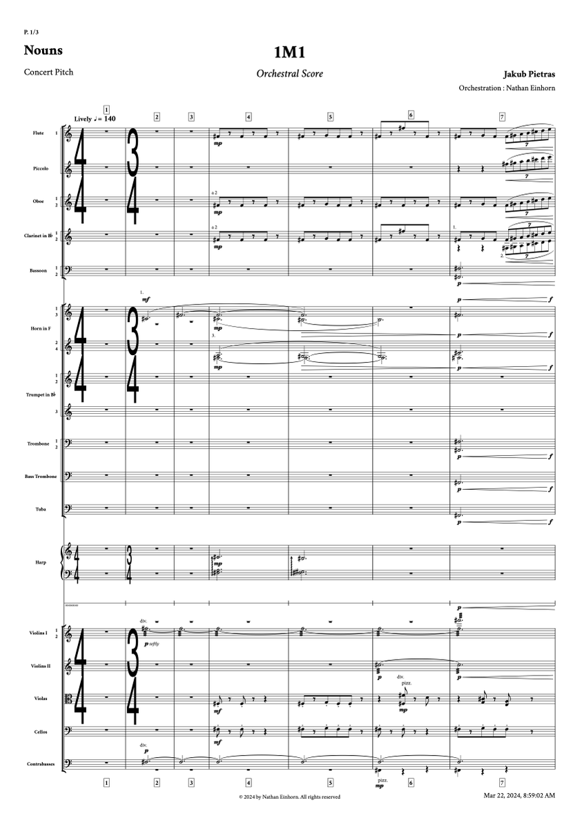 Behind the Scenes: First page of the orchestral score of Nouns Movie by @pietrasjakob . Episode 3 is coming soon ⌐◨-◨