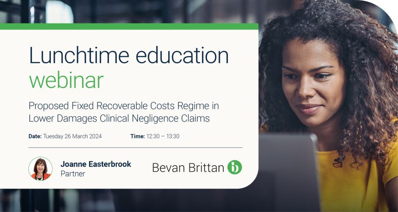 Register here: bevanbrittan.zoom.us/webinar/regist… Malcolm Goodwin will present a guide into the new fixed recoverable costs regime for lower damages clinical negligence claims including a look into the procedures, timetables, costs matrixes and sanctions.