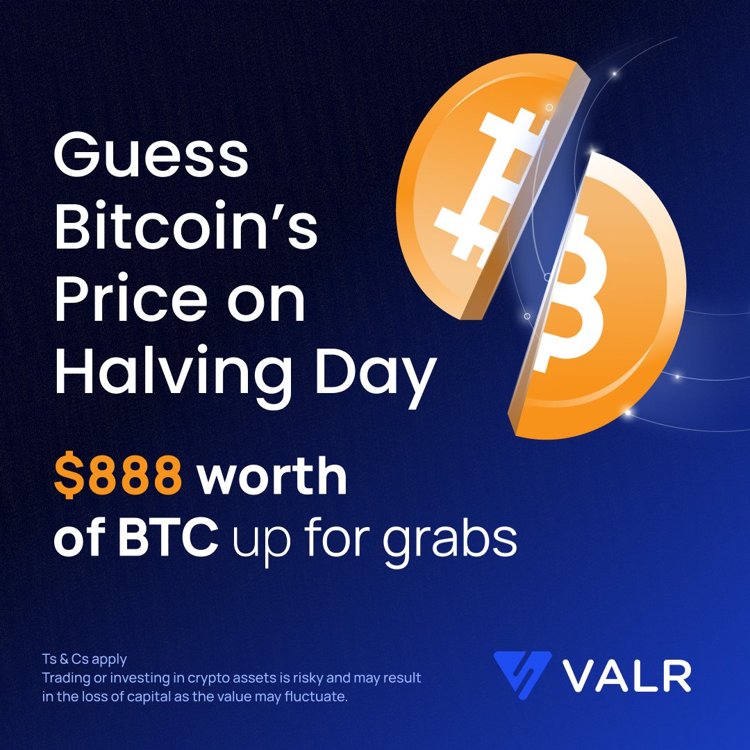 Thank you to everyone who participated 💙 And the winners are...  🥇@Febie271 🥈@Solly_K_Leshaba 🥉@bry_johnstone Congrats on predicting the  closest price of $BTC on VALR at the time of the #Bitcoin halving! 🤝