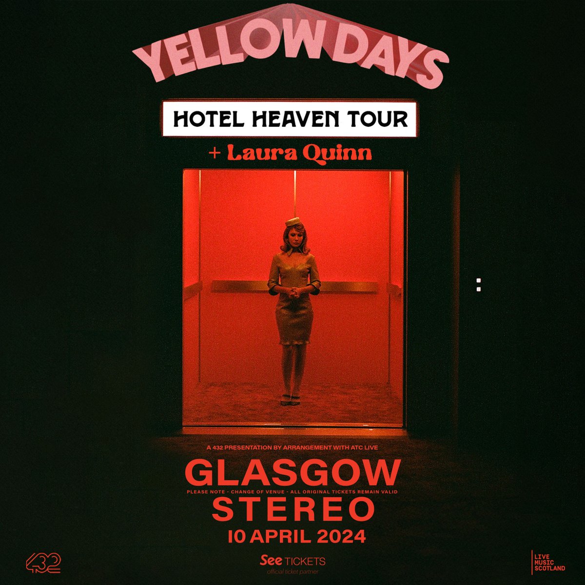 COMING SOON! @yellowdays brings a new collection of soulful alt-pop gems to @stereoglasgow on Wed 10 April. Unmissable ✨ Tickets on sale now! ➡ bit.ly/3uwt5v9 (Please note change of venue - all tickets remain valid)