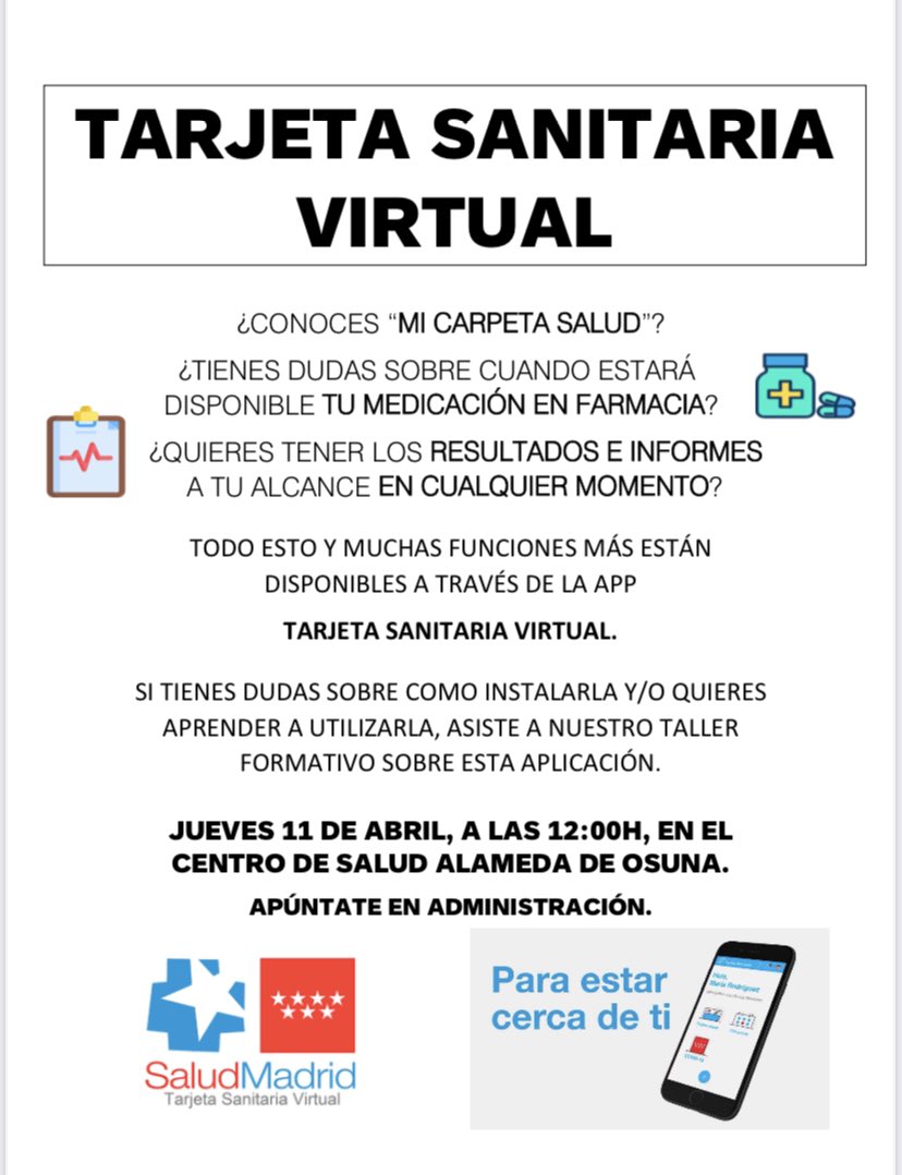 OsunaCs's tweet photo. Buenas tardes vecinos. 
Como ya muchos sabréis, una nueva forma de acceder y de gestionar nuestra salud está tomando forma: la Tarjeta Sanitaria Virtual. https://t.co/t3uxsZsIEq