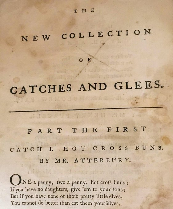 Traditionally hot cross buns were eaten on Good Friday. Luffmann Atterbury, appointed music master at the Foundling Hospital in 1773, is credited with composing the popular song. You can listen to it here youtube.com/watch?v=XxiZOl… @FoundlingMuseum @IAML_UK_IRL