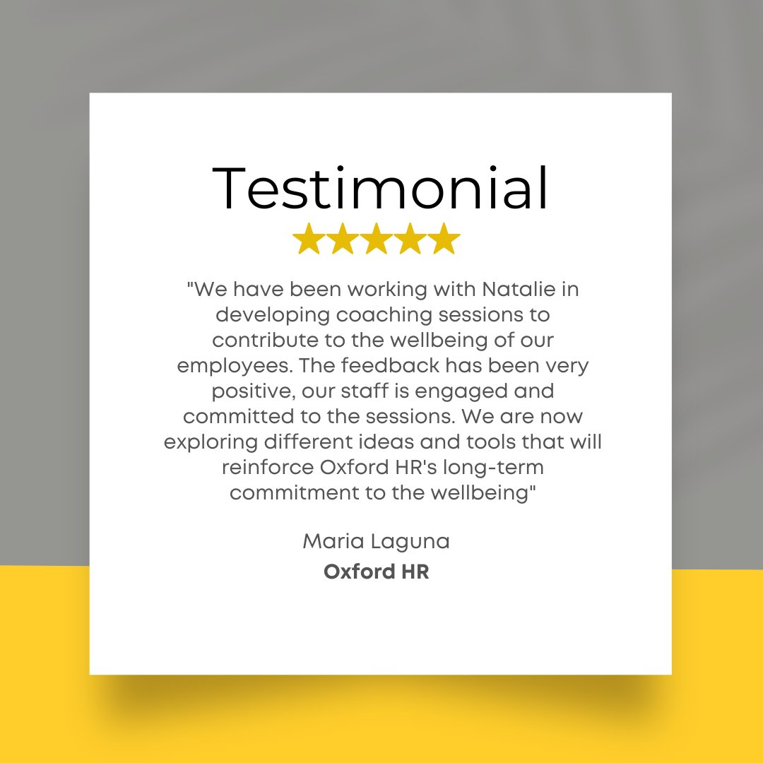 Previous feedback from our long term partners, Oxford HR. A fantastic team!

If you'd like to develop wellness sessions for your co-workers with us, head to the link in our bio to discuss.

#feedbackfriday #review #wellness #worklifebalance #hr #workplacewellness #wellbeing