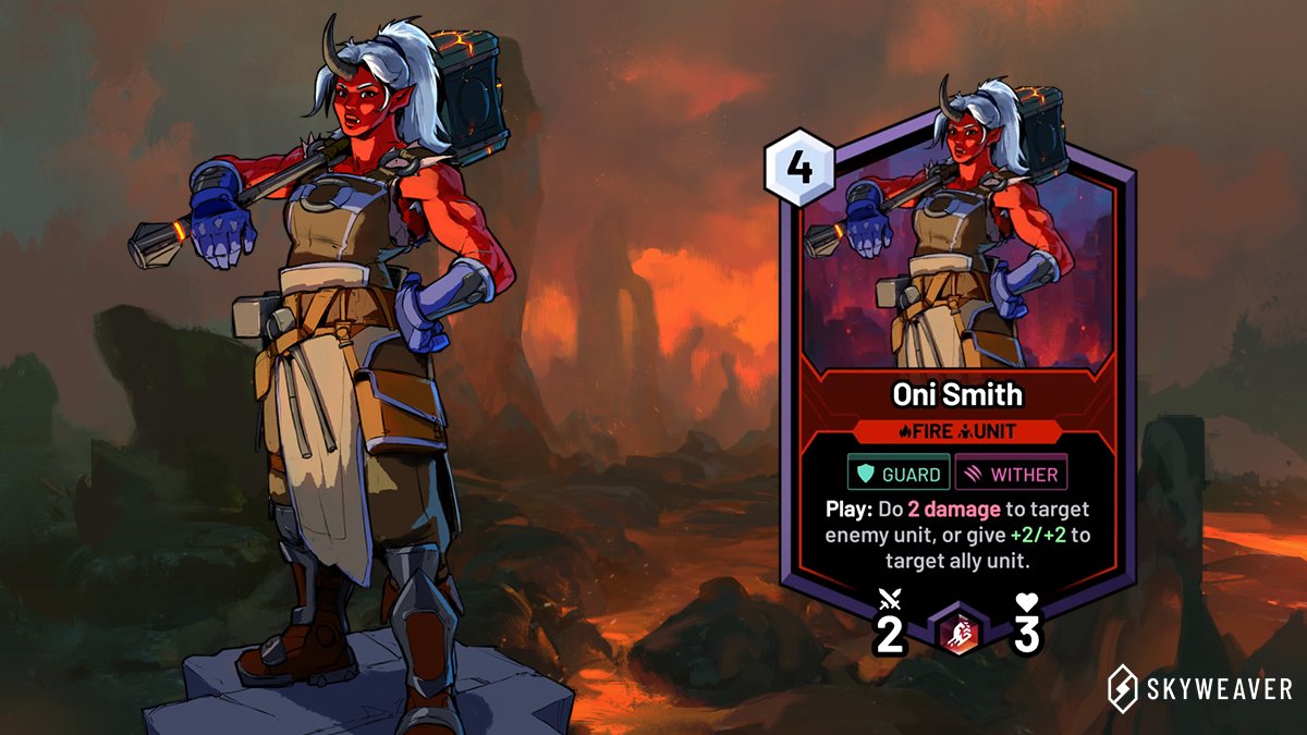 SkyweaverGame's tweet photo. Did you know? 👀

🔥 The Oni 🔥 are powerful and honorable humanoids native to the mountains of Sky, who possess demonic heritage.

Do you have Oni in your deck? https://t.co/EKZDVNtwTq