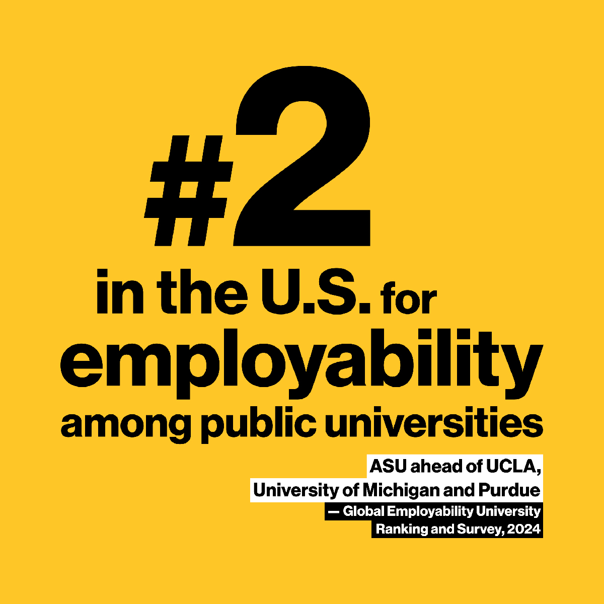 ASU grads are top picks for employers worldwide! 🌎 Our graduates are in high demand, ranking 34th worldwide and 13th in the U.S. for employability by the Global Employability University Ranking &amp; Survey (GEURS). Being a Sun Devil has its perks!

#ASU #FutureSunDevils