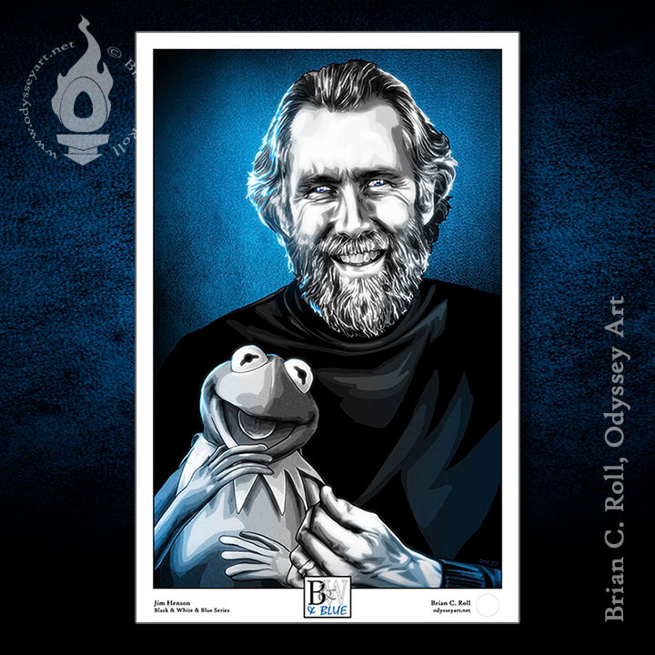 Odyssey Premiere: The Rainbow Connection...minus 6 colors?

While this piece doesn't exactly represent ROY G. BIV, it fits perfectly in my BWB collection!

"Black &amp; White &amp; Blue Series - Jim Henson"
11"x17" Large Print (27.94cm x 43.18cm)

odysseyart.net/product/black-…