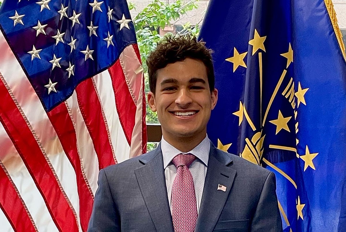 PurdueAgEcon's tweet photo. During his time here at Purdue, Jackson Daftari (Fishers, IN; AgBiz Mgmt) has had opportunities to intern with the Office of @SenToddYoung, @IndStatePolice and @INFarmBureau. He plans to attend law school after graduation. #AGECSeniorSpotlight https://t.co/6G6t7s9qiR https://t.co/k90mM09GTF