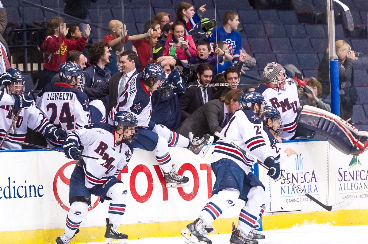 RMUMHockey's tweet photo. On this day 10 years ago, we were crowned AHA CHAMPIONS🏆🏆🏆 

#BobbyMo #AHA20 https://t.co/7VP7TsutrW