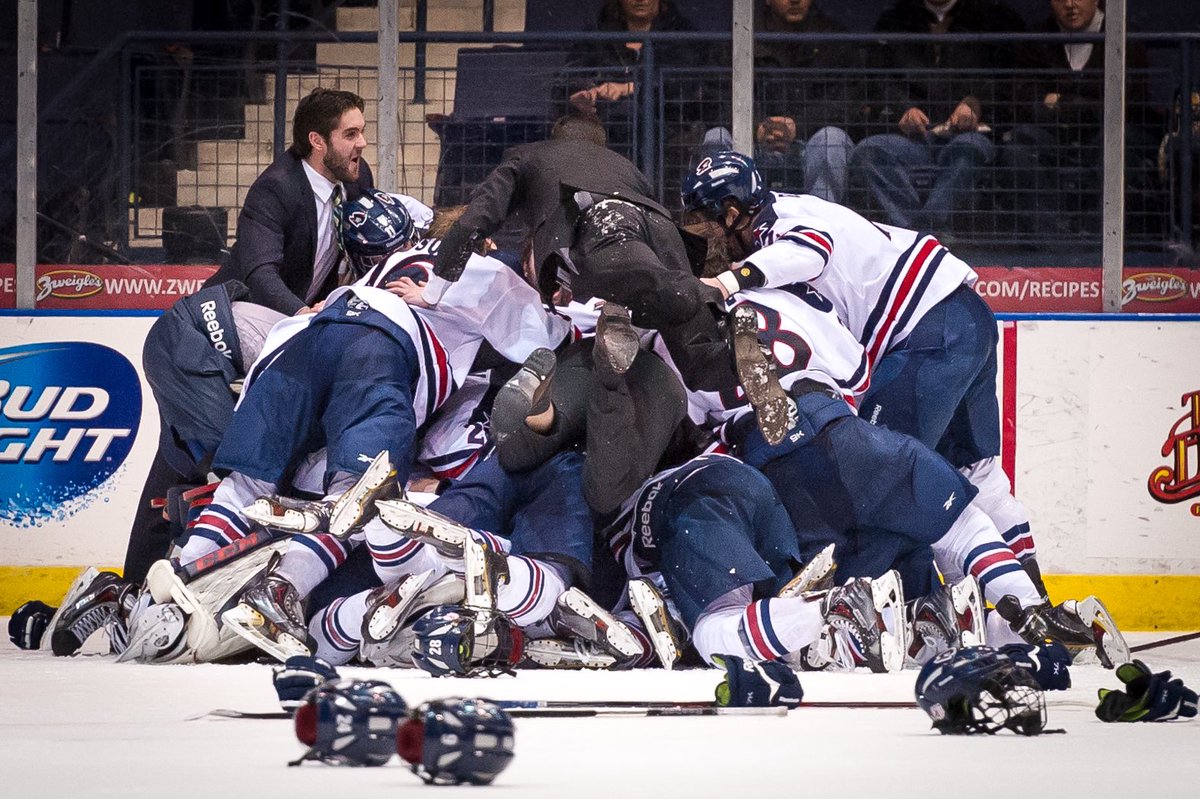 RMUMHockey's tweet photo. On this day 10 years ago, we were crowned AHA CHAMPIONS🏆🏆🏆 

#BobbyMo #AHA20 https://t.co/7VP7TsutrW
