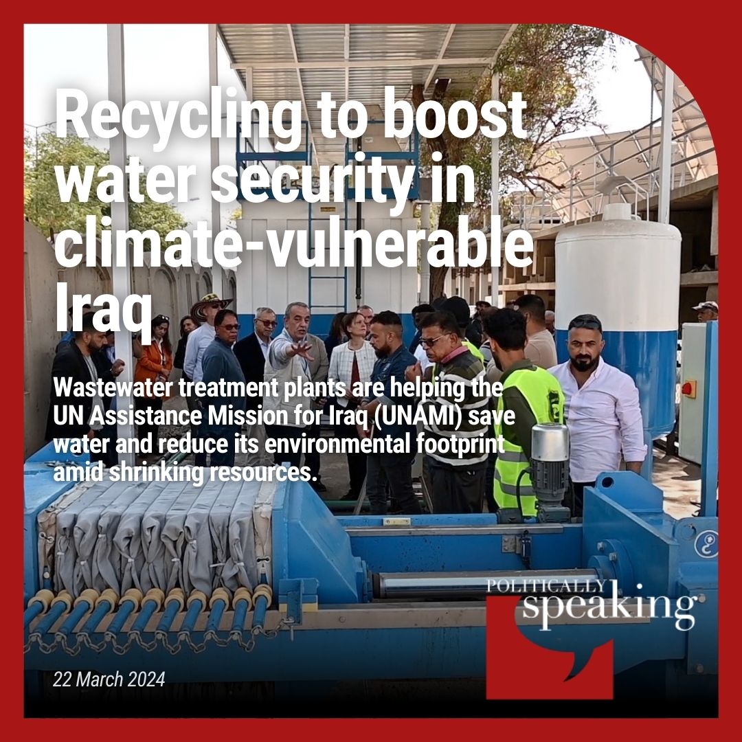Water security is key to peace and stability. In #Iraq, wastewater treatment plants are helping @UNIraq save water and reduce its environmental footprint amid shrinking resources. Read more in Politically Speaking: dppa.medium.com/recycling-to-b… #WorldWaterDay