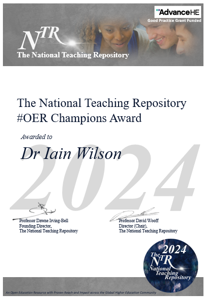 NTRepository's tweet photo. For sharing exceptional work with significant global impact we are delighted to announce the 2024 @NTRepository #OER Champions Award goes to @Dr_Iain_Wilson. View Iain's work here: https://t.co/Q8hh4ntVb7 Huge congratulations, this is very well deserved! https://t.co/E1Gb5gpkVc