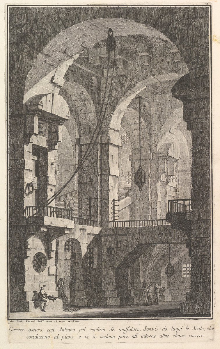 whitegoldsword's tweet photo. The way I see it #JohnSoane was influenced in using arches in his architecture from three sources-
# Triumphal arches of Ancient Rome
# Arches that appear regularly in the art of #GiovanniBattistaPiranesi (1720-78)
# Arches that appear in the frescoes of the Roman #VillaNegroni, the remains of which had been discovered and unearthed in 1777, a year before Soane’s own Grand Tour.

The triumphal arches of ancient Rome are somewhat linked to Piranesi’s arches as he was a great admirer of the city in which he lived. Soane had met Piranesi and owned some of his drawings, including some of those of the Greek Temples at #Paestum in Italy. The arches that appeared in Piranesi’s imaginary prison series (in particular ‘Dark prison with a courtyard for the punishment of criminals... (Carcere oscura con Antenna pel suplizio dè malfatori...), from "Prima Parte di Architettura, e Prospettive") were also of importance in Soane’s architecture.