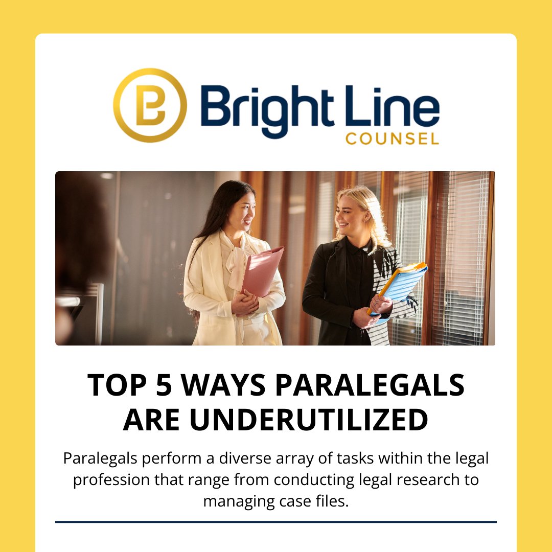 BrightLineAttys's tweet photo. Uncover the untapped potential of paralegals in revolutionizing legal workflows. It's time to leverage every asset. https://t.co/EWSJjfjIuD #brightlinecounsel #lawfirms #attorneys https://t.co/UUII59j5Vz