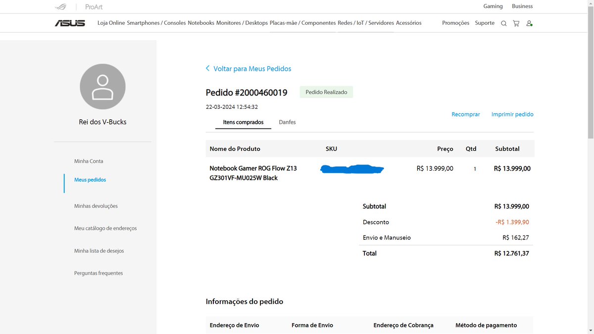 reidosvb's tweet image. Não consegui resistir e acabei comprando, kkk. #Fortnite #asus #rogflow #republicofgamers