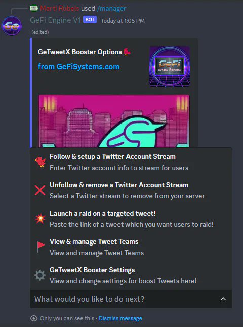 GeFiSystems's tweet photo. #ProTip Tuesdays
Do u use @GeFiEngine to raid your socials?
You can use slash commands OR the menu:
/raid-tweet or /add-react-channel 
followed by the channel name 
OR 
/manager to navigate our UI

Want our app FREE? https://t.co/G1QNBFjXWx
🩷🔁🗨️You know what to do https://t.co/X8XcsDSLqY