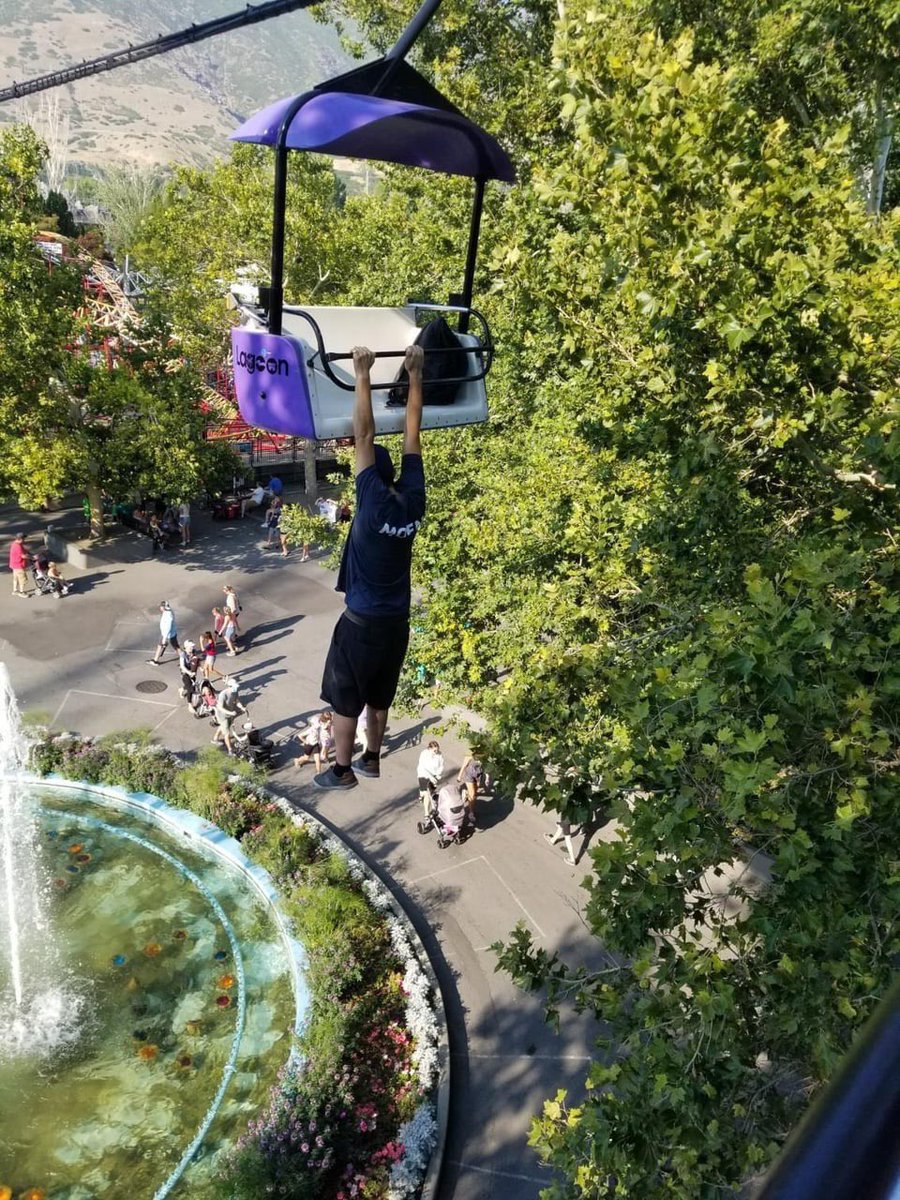 Man moments before falling to his death at Lagoon Amusement Park in Utah on August 14th, 2021.