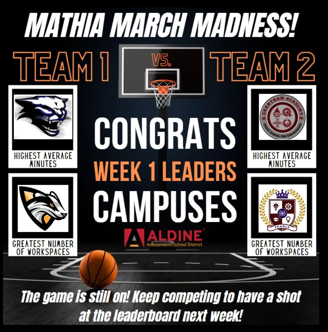 TRod_Math13's tweet photo. 🏆SHOUT OUT to @PlummerMS_AISD @Drew_AISD @Grantham_AISD and @YWLA_AISD for crushing our weekly #MATHia challenge in #MyAldine. Students accumulated the most minutes and most workspaces! Let's see who wins this week!
@STARS_902 @DrCrystalWatson @terridosborne @DrFavy https://t.co/VAJNBlAlU7