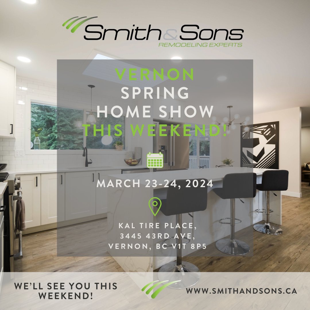 SmithnSonsGC's tweet photo. We're buzzing with excitement for this weekend! 🏡✨

Check out the door opening times below and come say hello! 👋✨ 

🚪 Doors Open:
Saturday, March 23 – 10:00am to 5:00pm
Sunday, March 24 – 10:00am to 4:00pm

 #HomeShow #okanagan https://t.co/crhdAcATsU