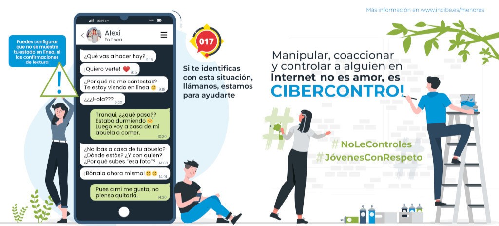 INCIBE's tweet photo. "¿Dónde estás? ¿Con quién?". No dejes que nadie ❌ controle tu vida en Internet, eso no es amor, es #cibercontrol 📱.
👁️🗨️ Echa un vistazo a este recurso de @is4k: https://t.co/h2ZVa9GQMo
#StopCibercontrol #NextGenerationEU https://t.co/JPqvLn5Xgf