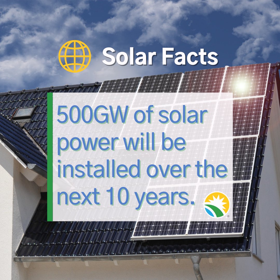 MCGreenBank's tweet photo. #DidYouKnow Over the next decade, 500GW of new solar capacity will be installed, which is four times more than the amount of solar power installed in 2022?
Thanks to #SolarFactFriday, now you do!
Thinking of going #solar? Visit https://t.co/7WlgILoNRk to learn more. https://t.co/VKxlgJAcpR