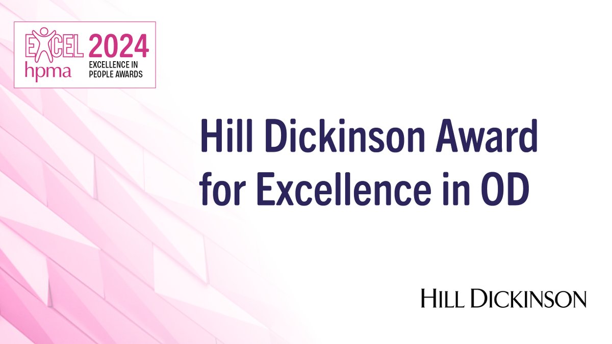 The <a href="/HillDickinson/">Hill Dickinson LLP</a> Award for Excellence in OD is looking for
🔸Innovative strategy addressing clear business need
🔸Evidence of good leadership skills &amp; excellent team working
🔸Evaluation of ROI &amp; impact
🔸Positive impact on the organisation &amp; patient care
Closing date is 2 May!