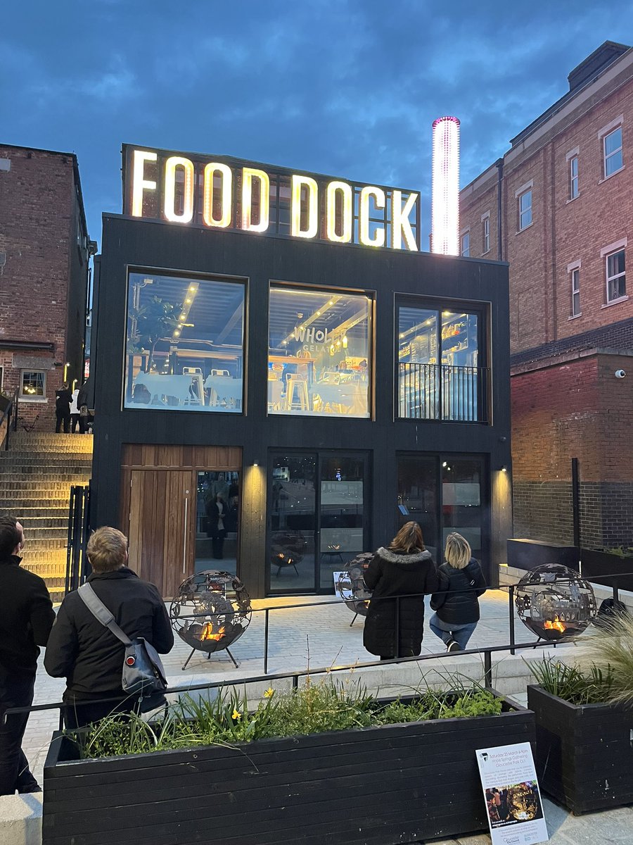 BishGloucester's tweet photo. Wonderful to be at the switch on of the light installation @GlosFoodDock Continuing to celebrate ethos of this wonderful addition to the docks. Thankyou #KenElliot and team.. https://t.co/tzhv0Vbv1k