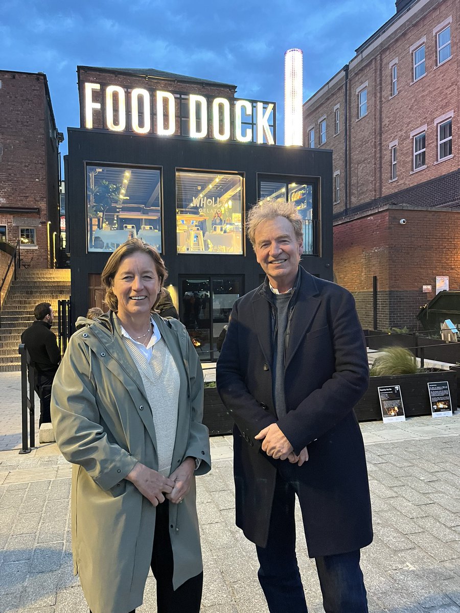 BishGloucester's tweet photo. Wonderful to be at the switch on of the light installation @GlosFoodDock Continuing to celebrate ethos of this wonderful addition to the docks. Thankyou #KenElliot and team.. https://t.co/tzhv0Vbv1k