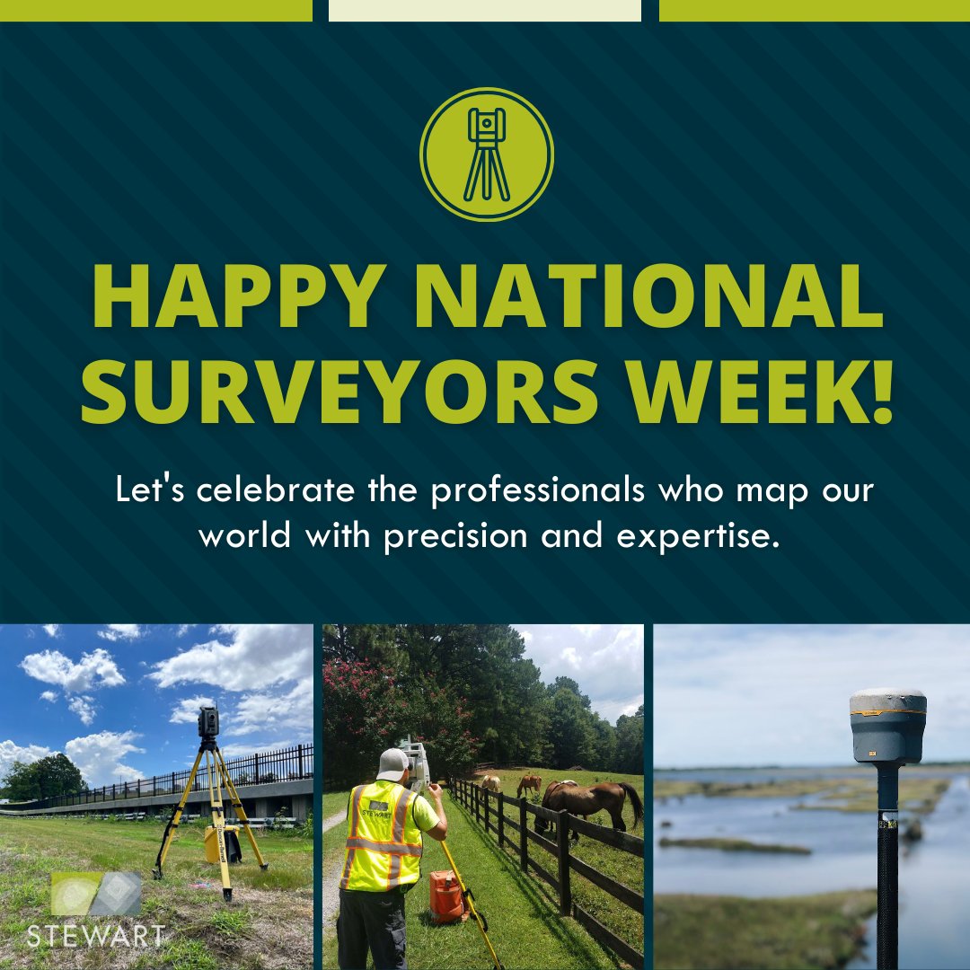 Happy National Surveyors Week! From city planning to land development, these experts play a crucial role in shaping our communities. #Stewart #NationalSurveyorsWeek #Communities