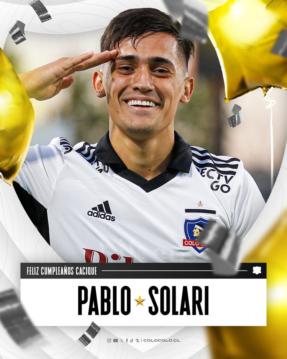 ColoColo's tweet photo. ¡𝐅𝐞𝐥𝐢𝐳 𝐜𝐮𝐦𝐩𝐥𝐞𝐚𝐧̃𝐨𝐬 𝐏𝐚𝐛𝐥𝐨 𝐒𝐨𝐥𝐚𝐫𝐢! ����🎁

Gracias por tu pasión, garra y valentía cada vez que te tocó defender esta camiseta. 

Te deseamos lo mejor en este día especial ⚪⚫

¡Felicidades Pibe! 🤟🏼 https://t.co/tvo7b5Zd7t