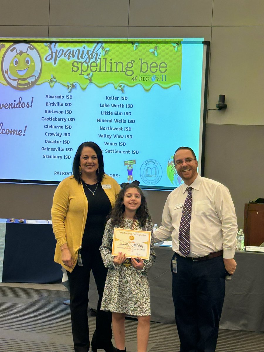 <a href="/TMISMustangs/">Trinity Meadows</a> Karima made us so proud at the <a href="/ESC11Bil_ESL/">ESC11 English Learner Support</a> Annual Spanish Spelling Bee! She was among the top 7 spellers in the whole region  🐝 🏅 #CelebrateKISD