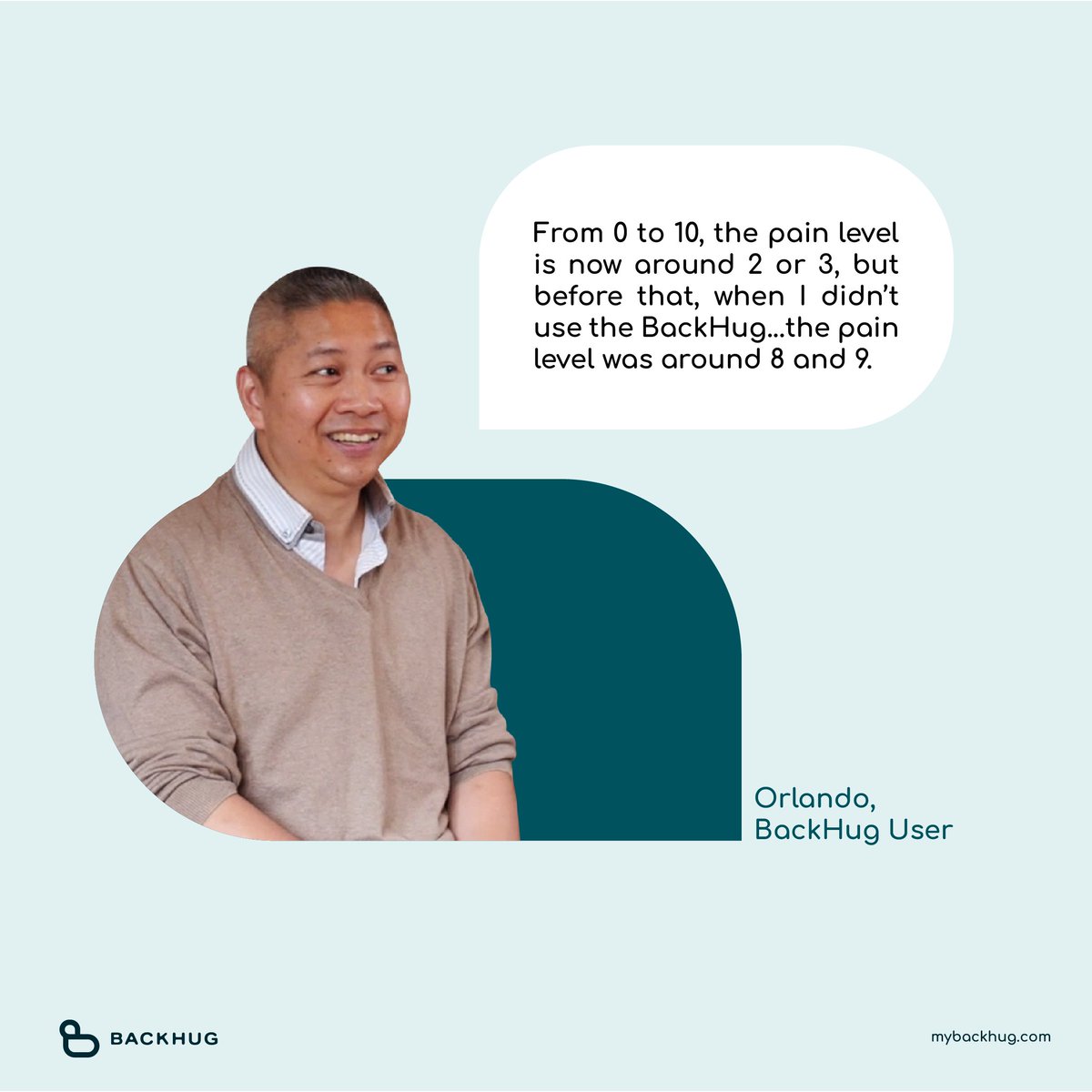 Meet Orlando, a nurse whose back pain more than halved with BackHug 🙌 Orlando now uses BackHug as an alternative to frequent chiropractor visits, using it twice a day to help him relieve tension before he starts his day and again before bed to help him sleep better 🤗