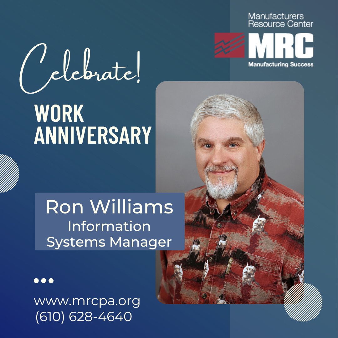 MRCMEP's tweet photo. Join us in congratulating Ron on this workplace milestone and his many achievements. Here's to many more years of success and collaboration at MRC!
#TeamAppreciation #mepnationalnetwork #PADCED #MRCPA https://t.co/M4TFJwkfrV