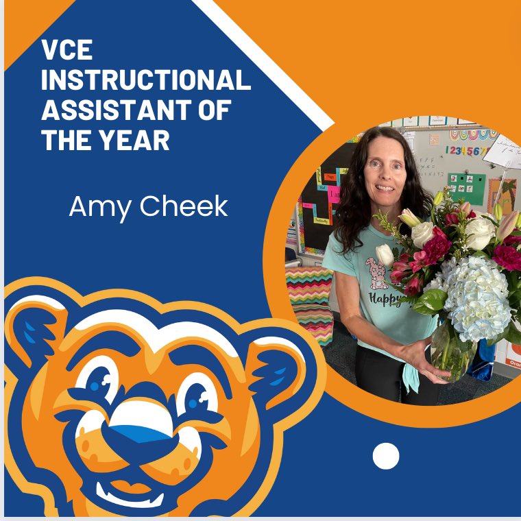 Thrilled to announce our Instructional Assistant of the Year, Mrs Amy Cheek! Thank you, Mrs Cheek! #VCEpride