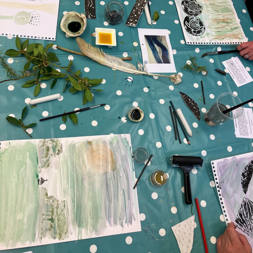Here is just a snapshot of the artwork being created at Thursday's community art club. The group were working with artist Hilary Cox Condron and took inspiration from mycelium, creating some amazing pieces of work using natural inks, wax, charcoal and chalks. #communityartclub