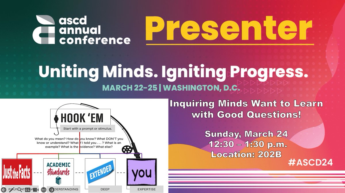 Are you ready to #rethink inquiry and questioning with good questions? THIS SUNDAY at #ASCD24 - Learn what an #inquiringmind wants and how they can learn through inquiry and by questioning with good questions and using the Inquiring Minds Framework. @ASCD @SolutionTree…